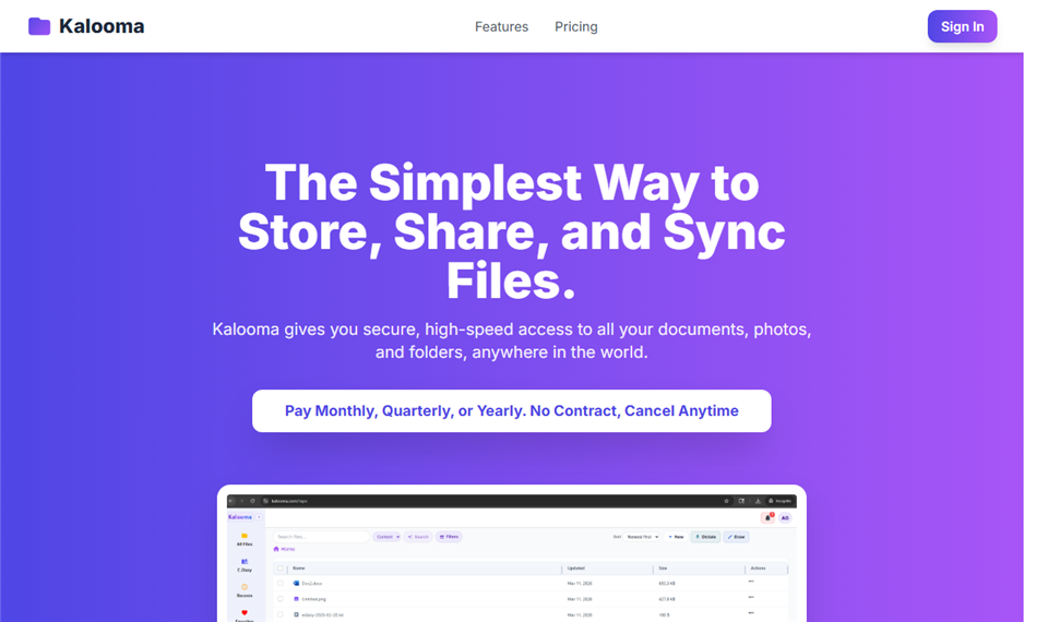 Kalooma file storage and sync application